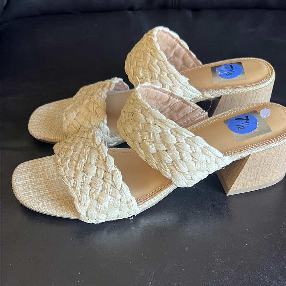 Dolce Vita Cream Braided Double-Strap Wedge Sandals - Picture 2 of 4
